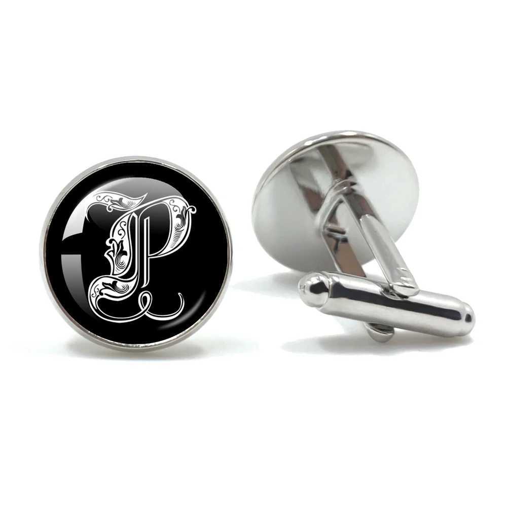 Retro Gothic Alphabet Letters A-Z Cufflinks for Men Luxury Jewelry Shirt Cuff Links French Business Accessories XJ250614