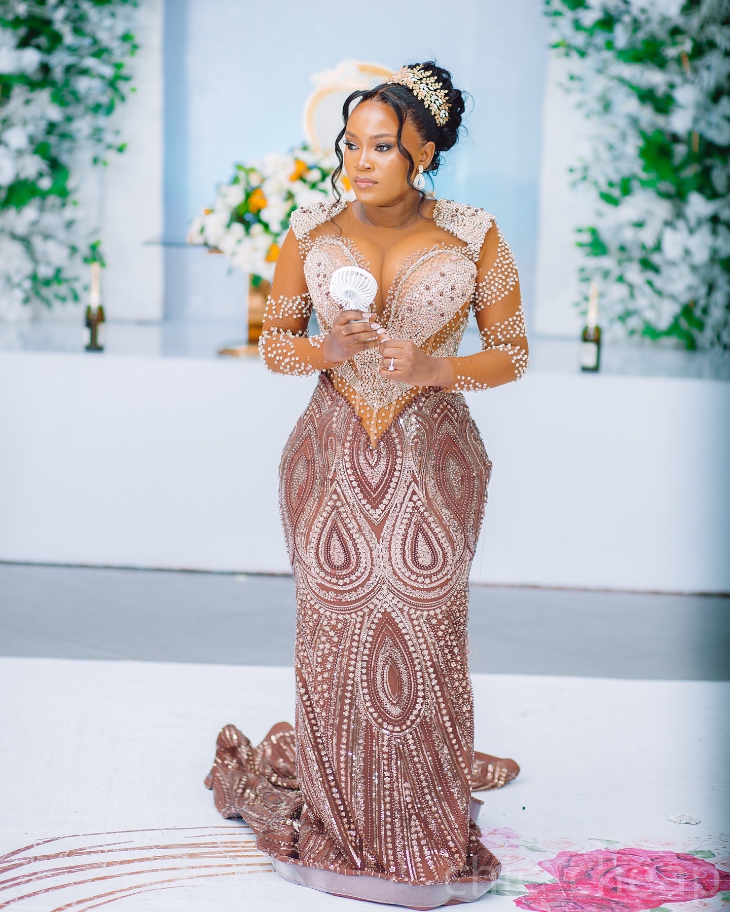 Chocolate Mermaid Prom Dresses 2025 Beaded Crystals Full Sleeves Evening Formal Party Second Birthday Engagement Gowns Plus Size Dress For Special Occ