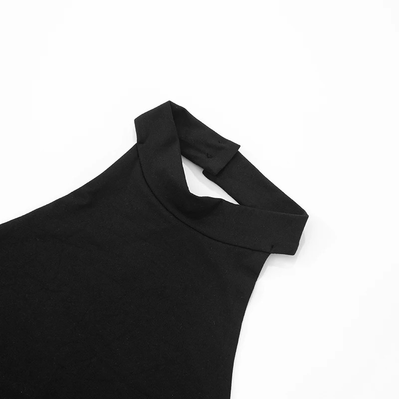 CUTENOVA WomenS Solid Color Hanging Neck Rope Button Backless Hollow Out One Piece Sexy Vest Top Summer tie Girl Y2K 250611