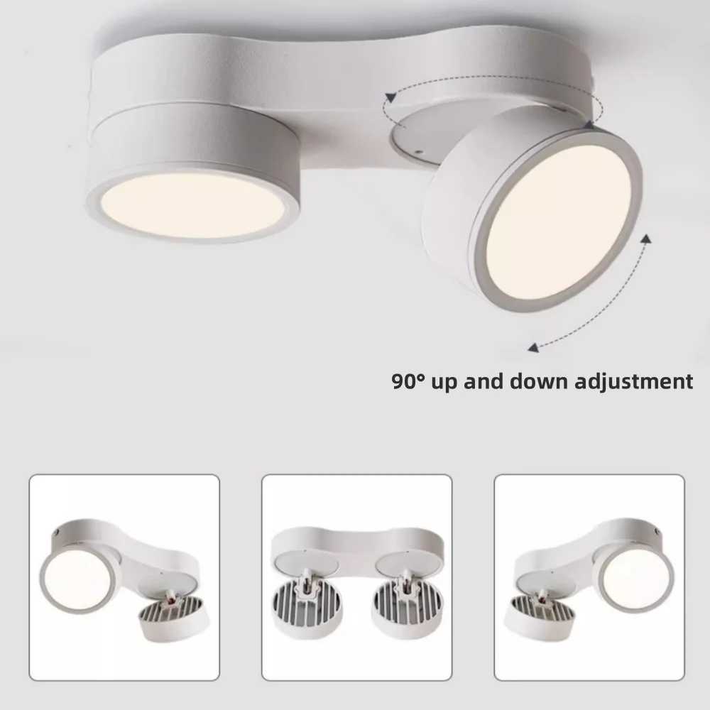 Ultra-thin LED Ceiling Perforation-Free Adjustable Angle No Main Light Living Room Ceiling Double Head Spotlights XJ2500613