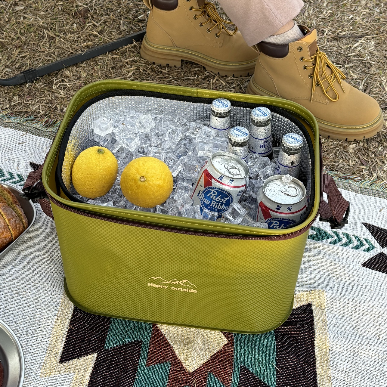 Family Thermal Cooler Tote, Glamping Cooler Bag, Heavy-duty, Lightweight, Foldable, 18-20L Ice Retention for Picnic, Tailgating (Military Olive)