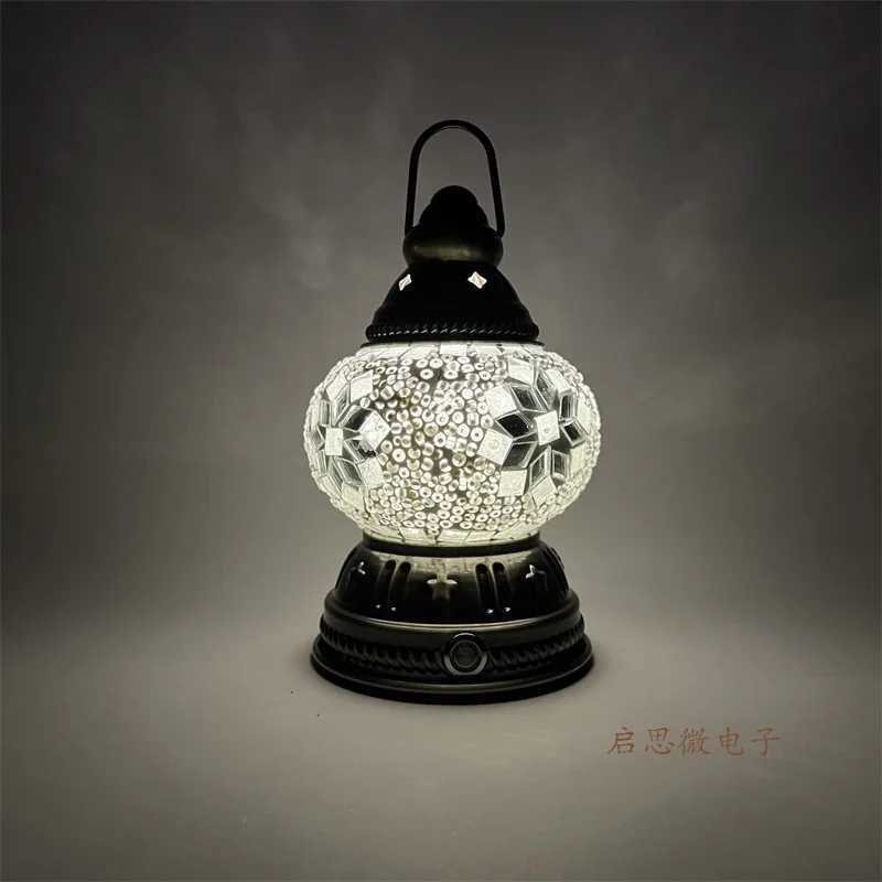 Mini Vintage Turkish Mosaic Hanging Lanterns Battery Warm Light LED Camping Lantern Rechargeable Lightweight Tent Lamp For Outdoor W250613