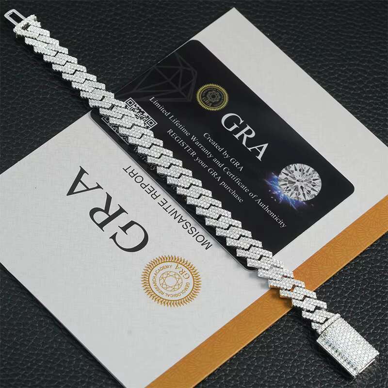 Luxury Men Hip Hop Iced Out Fine Jewelry S925 Silver VVS 10MM Moissanite Cuban Link Chain Necklace