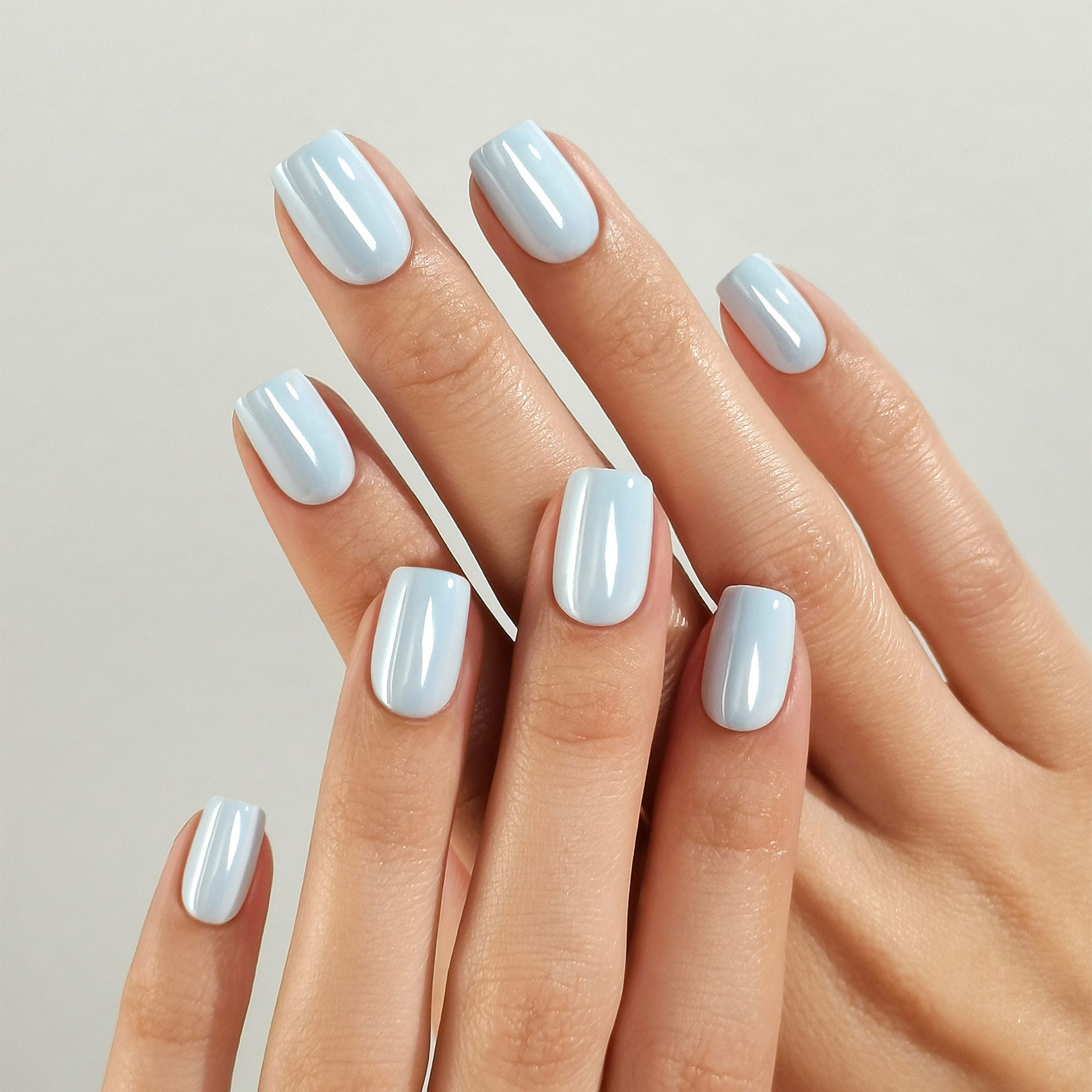 Soft Gel Blue Chrome Nail Art Kit Squared Shaped Stickers | Perfect For All Skin Tones