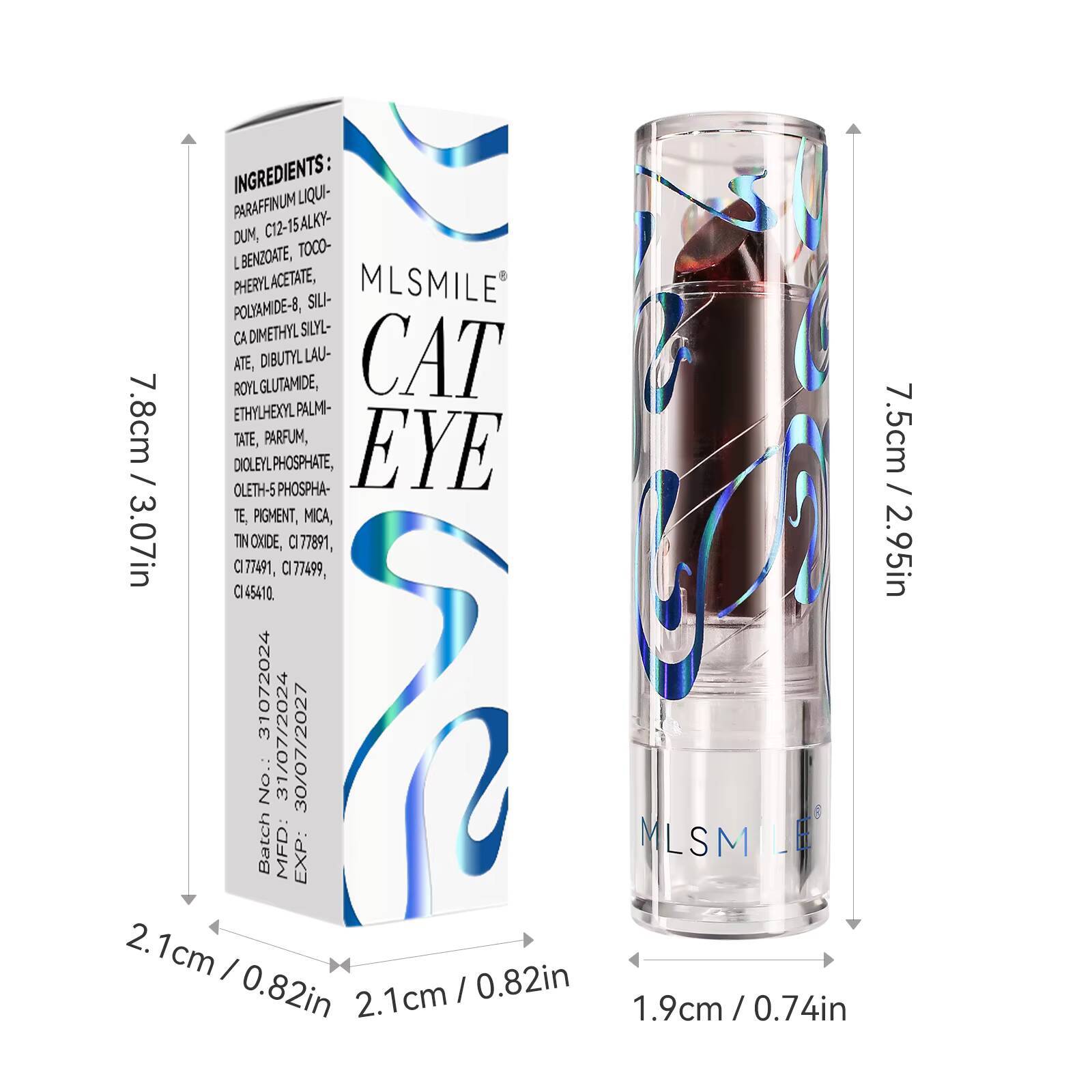 Moisturizing Changing Lip Gloss Lipstick, Changes With temperature,Long Lasting Not Smudged, Cat Eye The Color happy