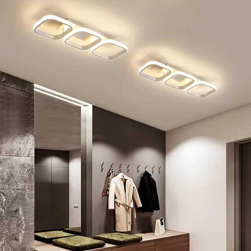 Nordic Luxe LED Chandelier Ceiling Light - Dimmable Three Color Options Square and Round Shapes for Living Room Corridor KitXJ2500613