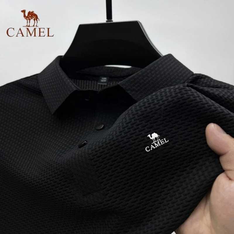 Summer New Mens Embroidered CAMEL Ice Silk Elastic Polo Shirt Fashion Leisure Breathable Cool Short Sleeved T-shirt Top Z250613