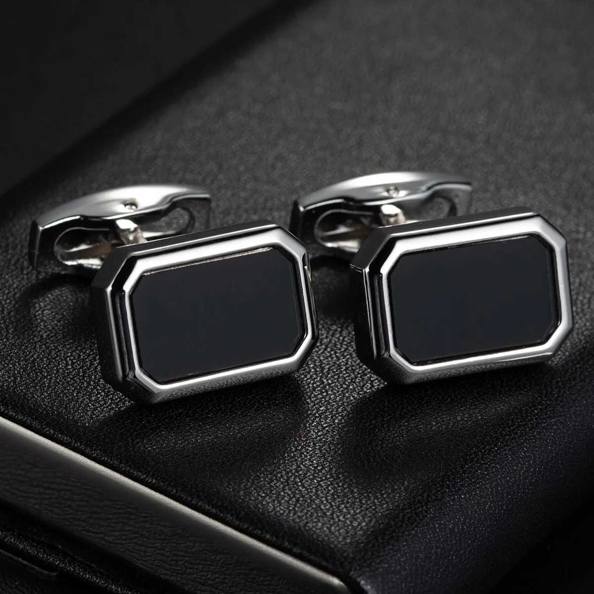 High Quality Classic Mens New Black Box Cufflinks Stripes Square French Wedding Dress Shirt Accessories Dropship Wholesale XJ250614