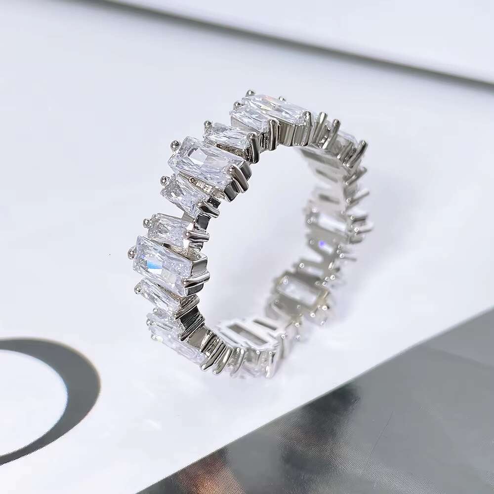 FOXI Fast Shipping in Stock 925 Sterling Silver Baguette Cut VVS D Moissanite Diamond Past Tester Wedding Engagement Rings