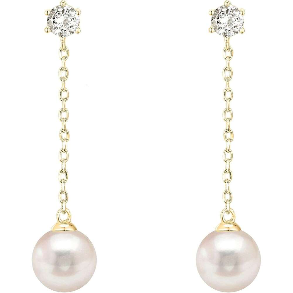 14K Gold Plated Sterling Sier Posts Shell Dangle Drop | Bridal Pearl Earrings for Women