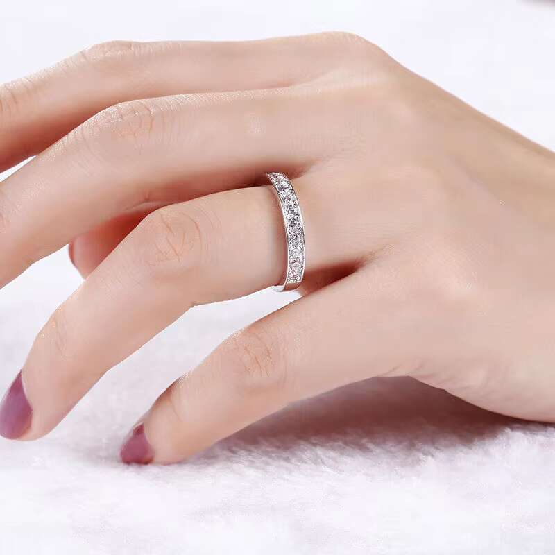 Fashion Moissanite Ring Simple Style Half Set Diamond 925 Silver Moissanite Engagement Rings for Women