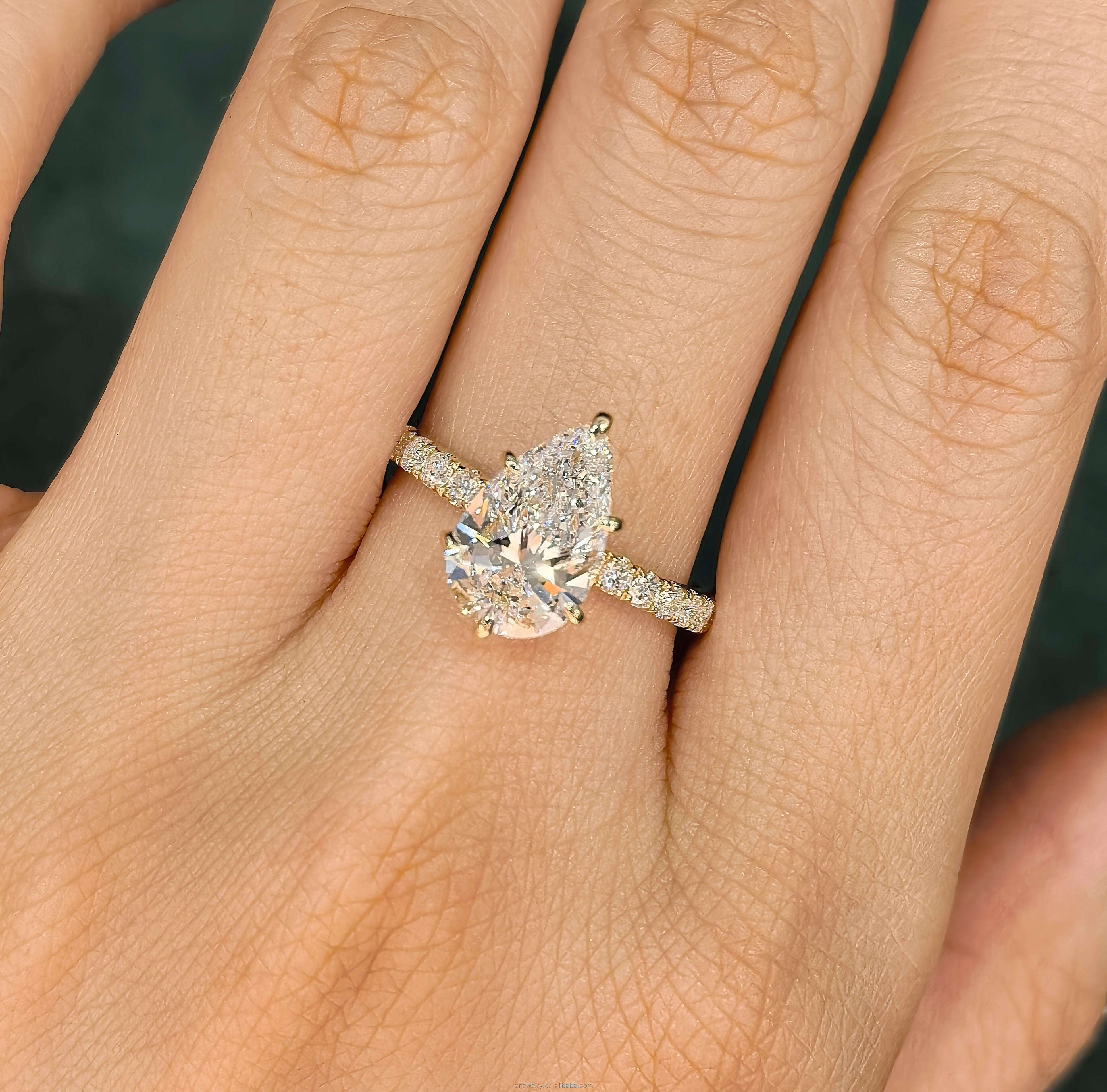 Classic 2ct Diamond Synthetic Engagement Ring Igi Certified Diamond Synthetic Pave Cvd Lab Grown Diamond