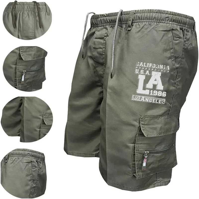 Solid Color Cargo Shorts for Men with Big Pockets Utility Style Summer Outdoor Casual Loose Fit Short Trousers Quality Fabric W250614