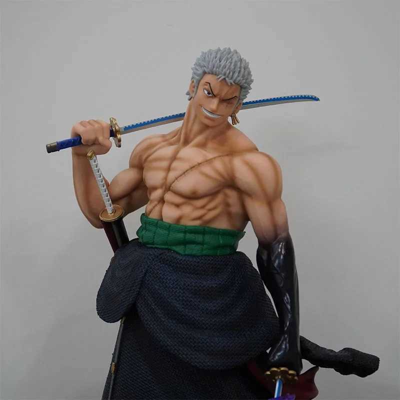 50cm One Piece Anime Carrying Knife Roronoa Zoro 5 Interchangeable Heads Collectible Statue Model Figure Ornament Adult Gifts XJ250614