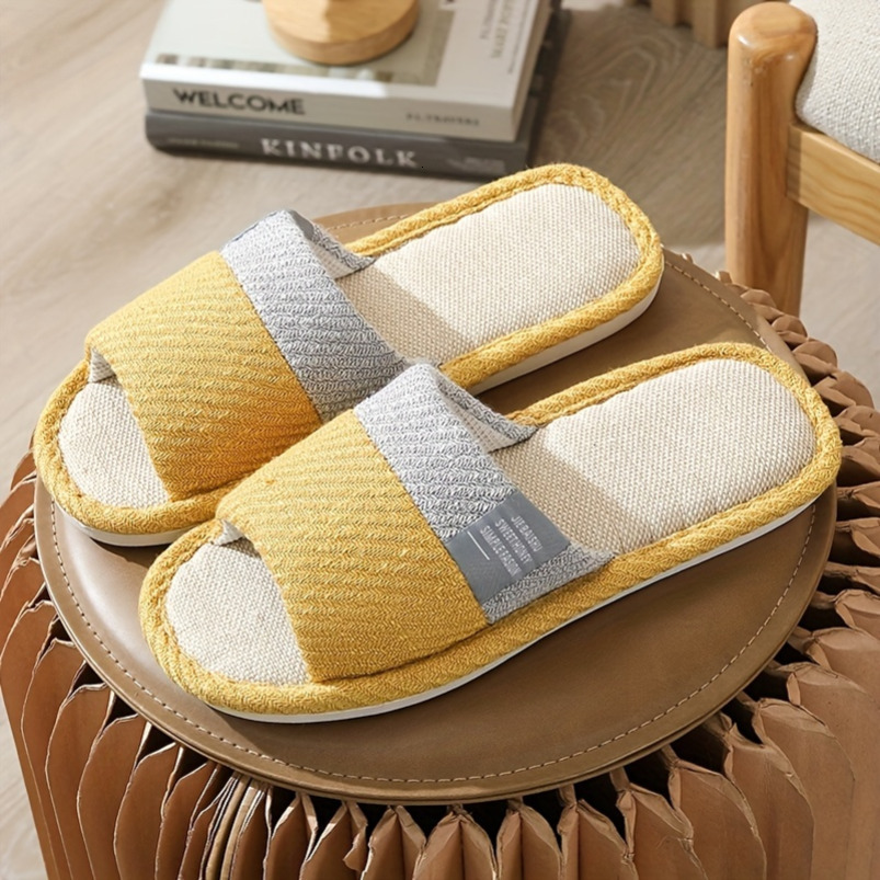 Linen Indoor Home Couple Non-Slip All-Season Breathable Sweat-Absorbing Stockpile Slippers hot-sale products