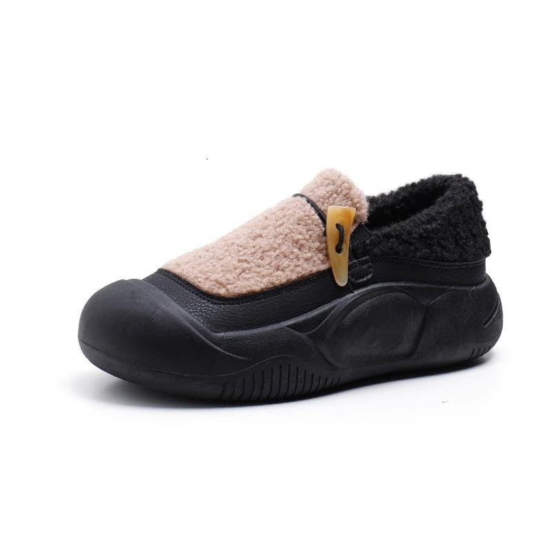 Ddmysports Fleece Lined Warm Cotton Autumn Winter New Slip On Loafers Non Soft Sole Lamb Wool Shoes Outdoor Shoes