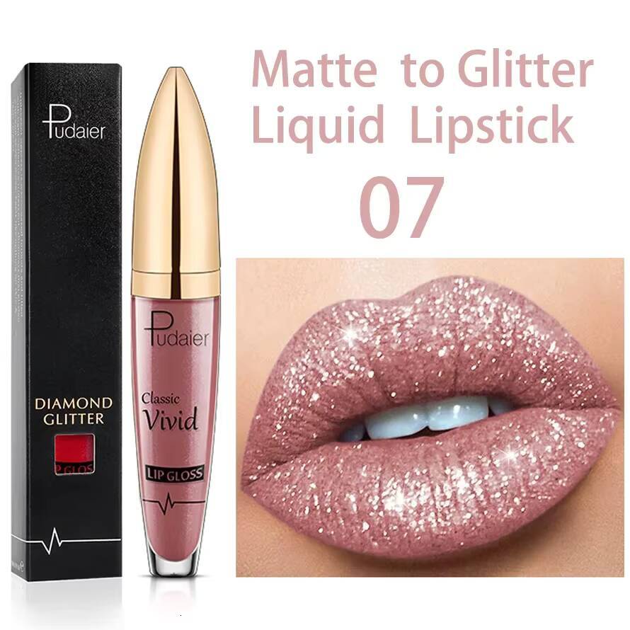 18 Colors for Women Long Lasting Matte Glitter Liquid Lipstick Diamond Shiny Gloss Waterproof Lip Makeup happy