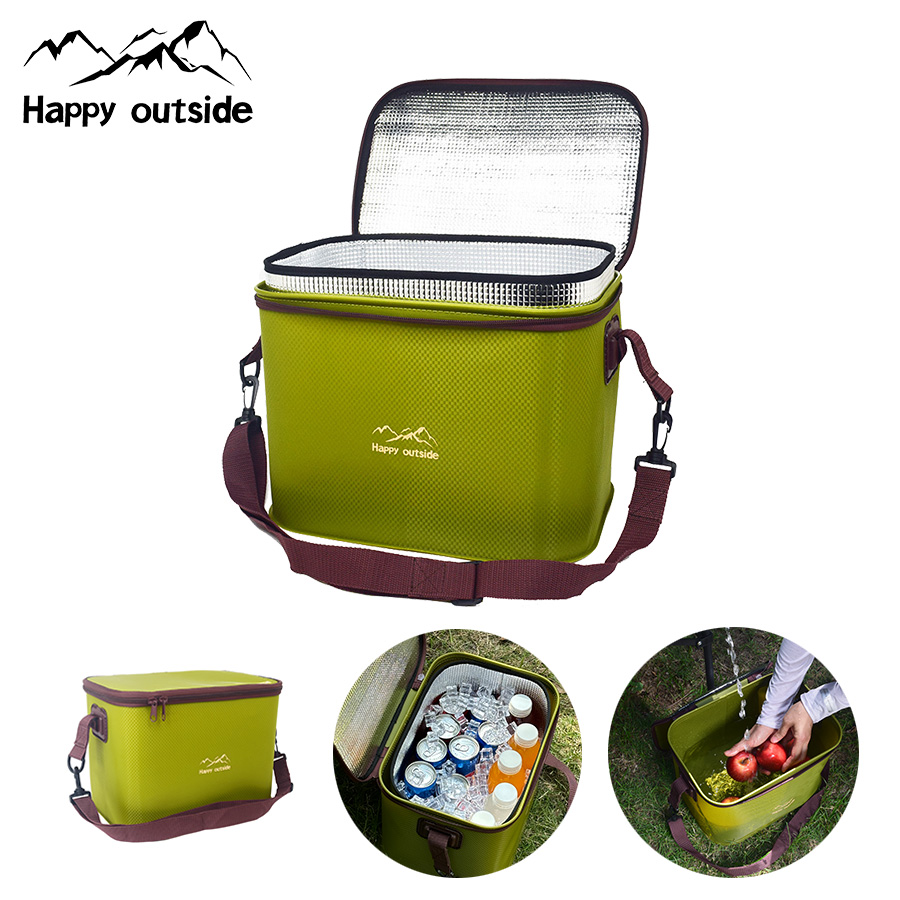 Family Thermal Cooler Tote, Glamping Cooler Bag, Heavy-duty, Lightweight, Foldable, 18-20L Ice Retention for Picnic, Tailgating (Military Olive)