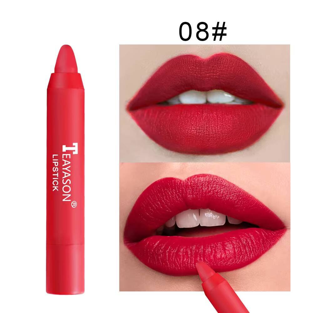 Nude Apricot Pen Waterproof Sexy Red Brown Matte Lipstick Tint Contour Lip Liner Makeup Lasting Non-stick Cup Cosmetics happy