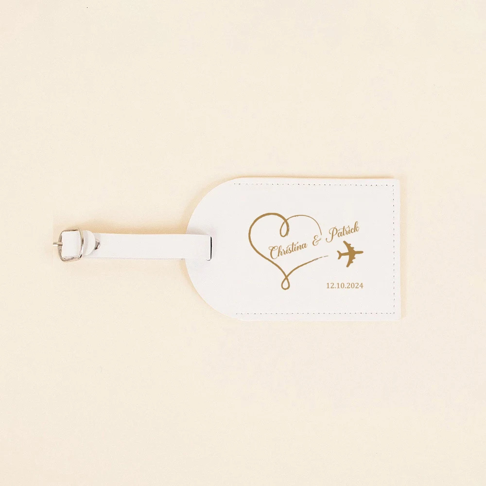 Personalized Pu Leather Luggage Tag Monogrammed Couple Travel Baggage Label Tags Wedding Bridal Shower Gift for Family Friends 250614