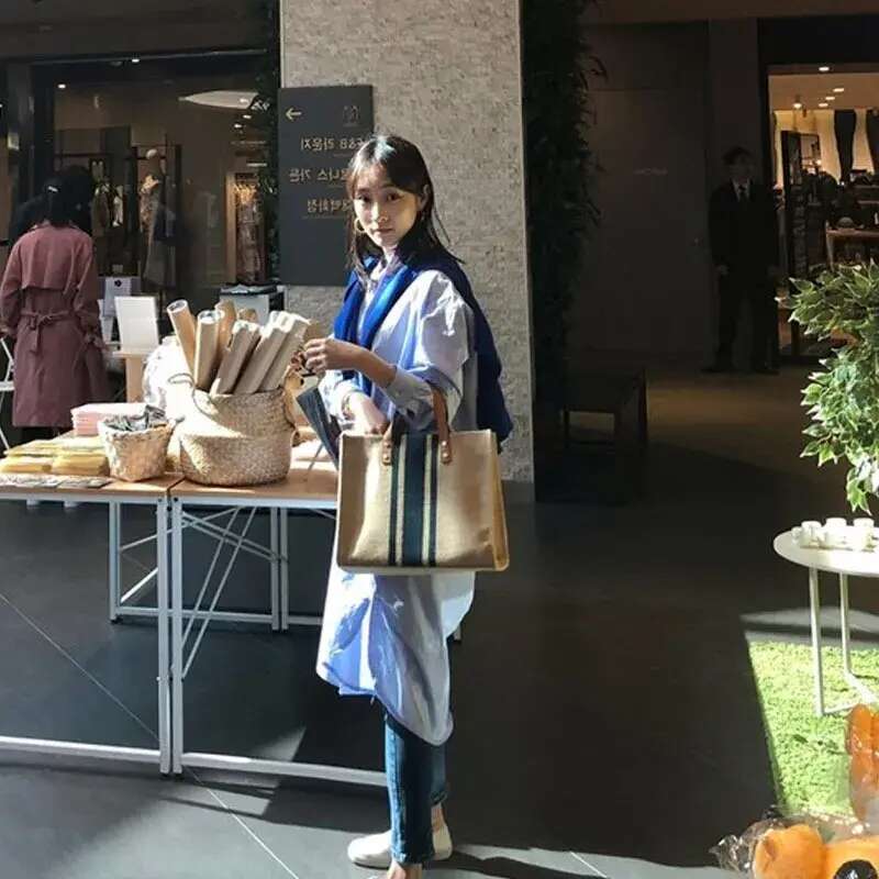 Designer Free Shipping New Totes Bag For Women Handheld Briefcase Stripe Single Shoulder Large Capacity Canvas Free shipping