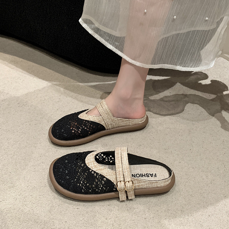 Ddmyoutdoor Ddmyoutdoor Flat Closed Toe Half Slippers For Women Summer New Style With Skirts Fisherman Slip On Maternity Sandals Single Shoes Outdoor 