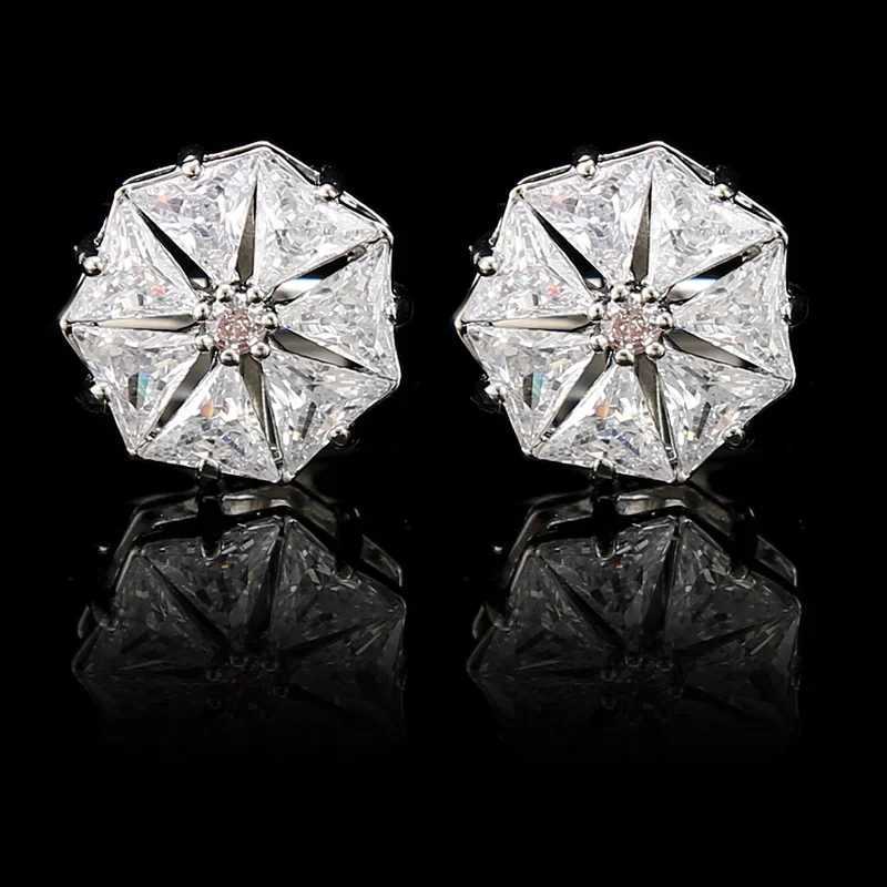 Mens Rhinestone Flower Cufflinks Business Banquet OL Suit Accessories Buttons Fashion French Shirts Zircon Wedding Cuff LinksXJ250614