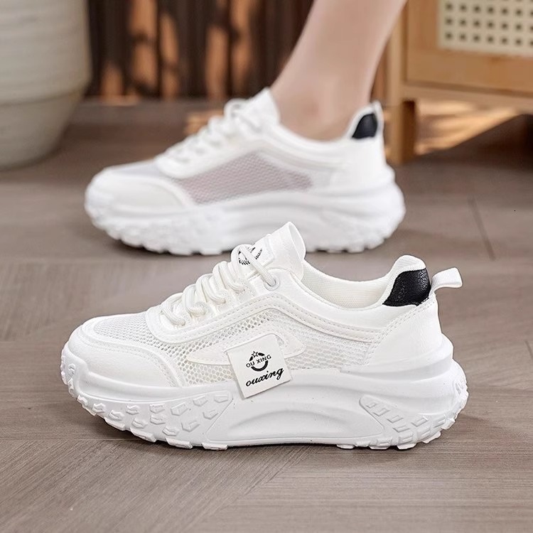 Ddmysports White Thick Soled Mesh Breathable Dad Sneakers For Women Summer Versatile Fashion Casual Sports Shoes Trend Outdoor Shoes