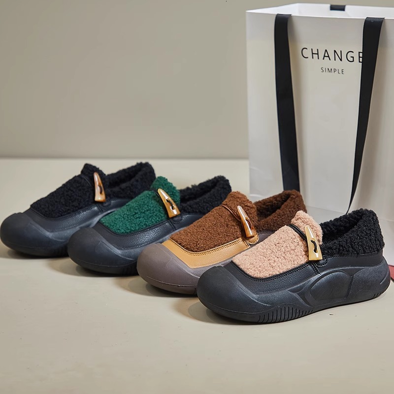 Ddmysports Lamb Wool Furry For Women Winter Outdoor New Platform Thick Sole Casual Sports Bread Warm Cotton Shoes Outdoor Shoes