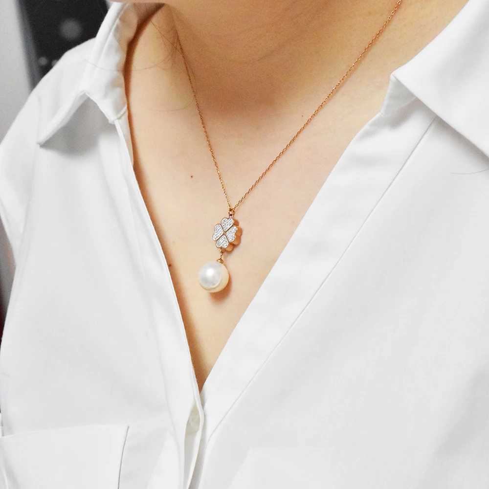 High quality classic necklace with shining crystal shell pearl pendant wedding party jewelry Z250614