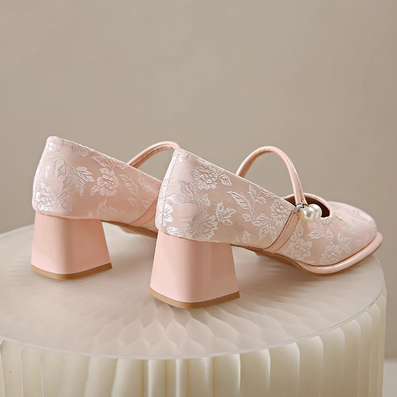 Ddmyoutdoor Ddmyoutdoor High Heel Single Women Medium Thick Suitable For Cheongsam And Mamian Skirts Summer Style New Chinese National Shoes Outdoor O