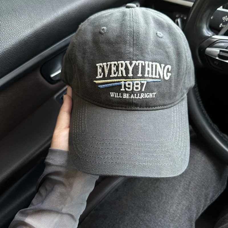 American Retro Washed Cotton Embroidered Letter Baseball Hat for Men and Women with Wide Brims and Small Peaked Caps W250614