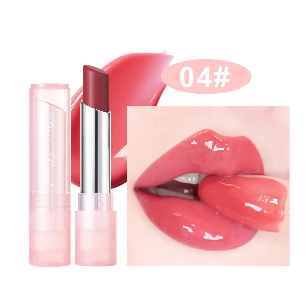 Cute Pink Moisturizing Jelly Lipstick - Temperature Change Balm with Long Lasting Nourishment for Care Lip Gloss happy