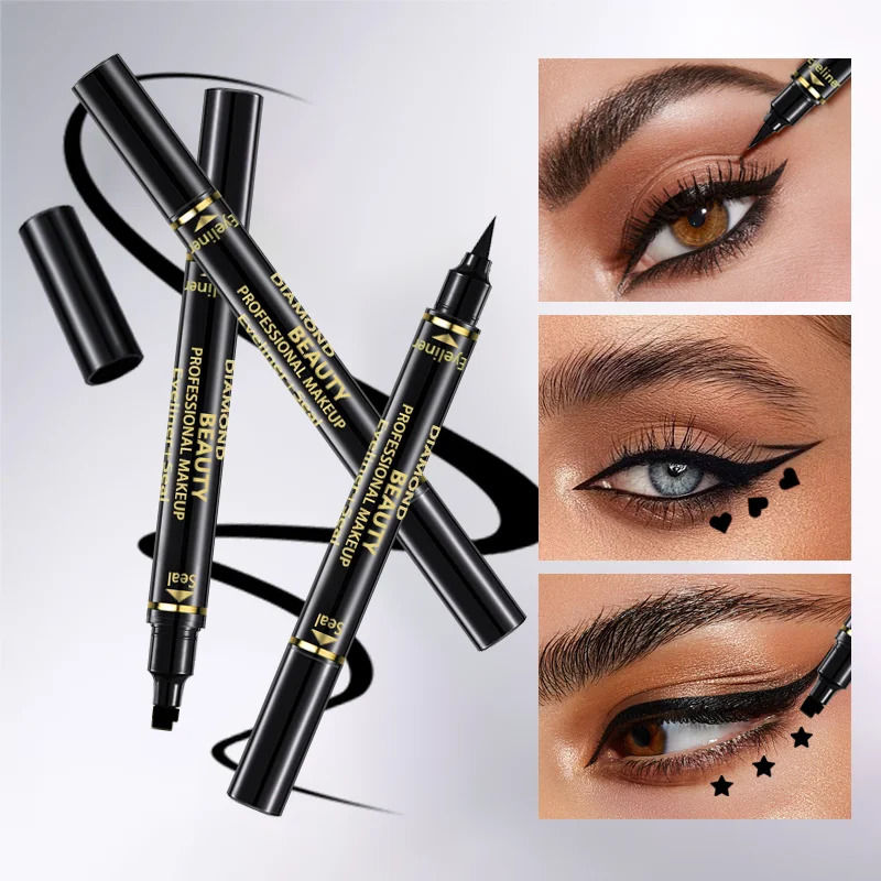 Double Head Stamp Eyeliner Pearl Black Lipstick Color Shine Gloss Lipstick Halloween Party Stage Beauty Lip Gloss Makeup 250614