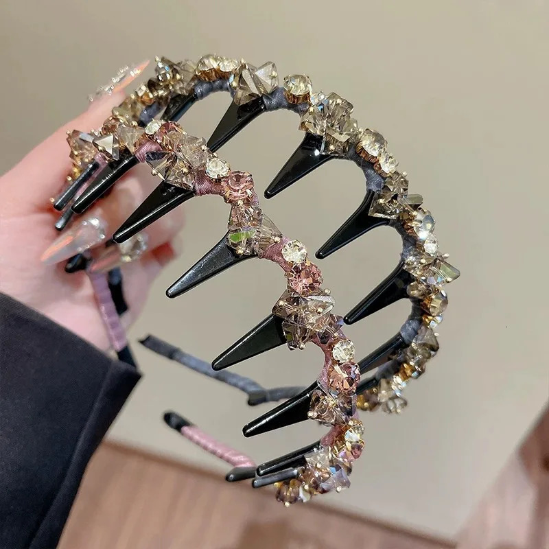 Rhinestone Shiny Head Hoops Hair Bands Women Korean Bezel Headbands Ladies Fashion Dating Party Hair Accessories Headwear 250610