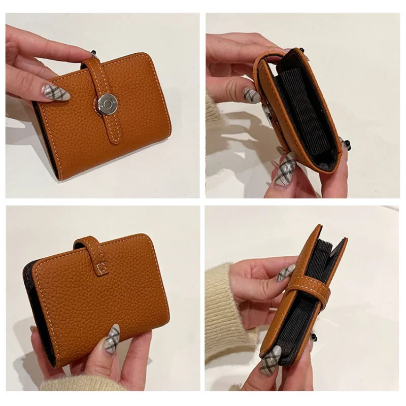 Vintage Quiet Luxury Women Card Holder Small Delicate Ins Minimalist Exquisite Purse Elegant PU Leather Portable Clutch Wallet 250614