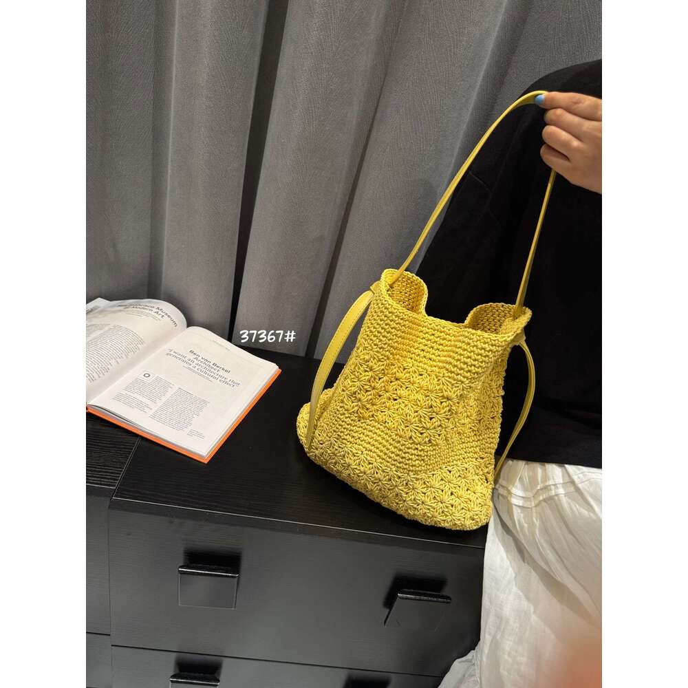 Wax Rope Handmade Crochet Large Capacity Tote Bag for Women 2025 New Fashion Versatile Beach Style Shoulder Handbag