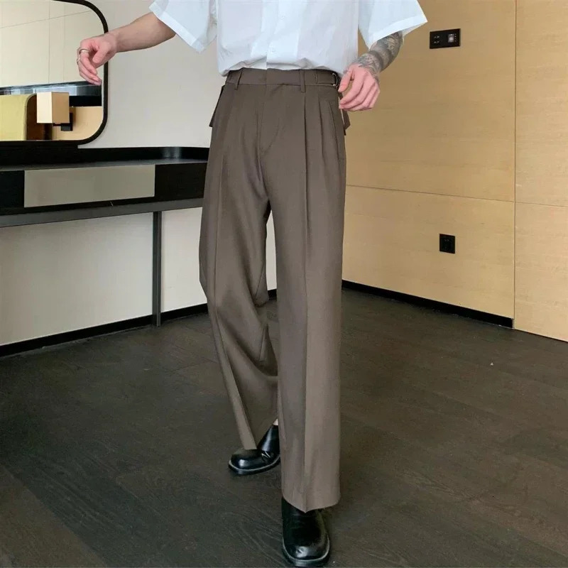 Man Suits Pants Wide Leg Black Pleated Baggy Summer 2024 Fashion Stylish Trousers for Men Korean Style Clothes Classic in Up 250611