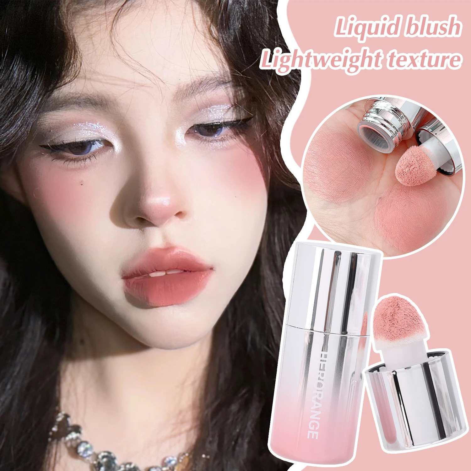 5colors Liquid Blush Matte Waterproof Blush Sponge Brush Head Natural Lasting Breathable Cheek Face Blusher Contour Makeup Women 250614