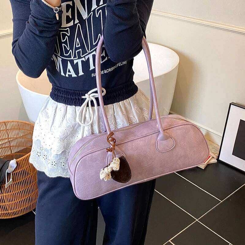 LEFTSIDE 2025 Summer Stone Pattern PU Leather New Shoulder Women Korean Fashion Handbags And Purses Lady Underarm Bag