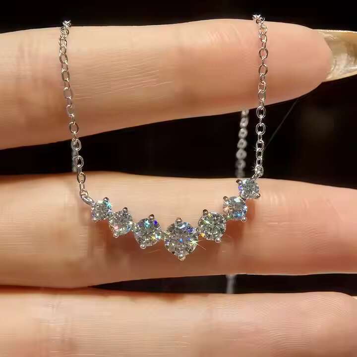 925 Silver 18k Gold Plated GRA Eternity 0.5ct Moissanite Necklace Chain Engagement Birthday Present Fine Jewelry for Women