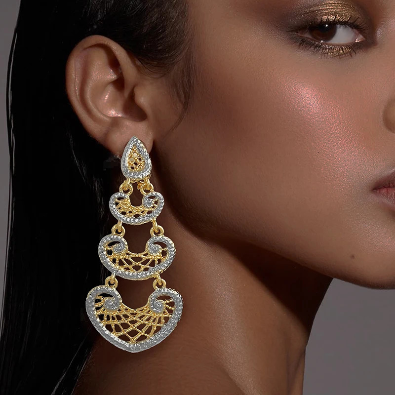 Women Big Drop Earrings 18K Gold Plated Long Earrings Fashion Jewelry Wedding Accessories Trending 250610