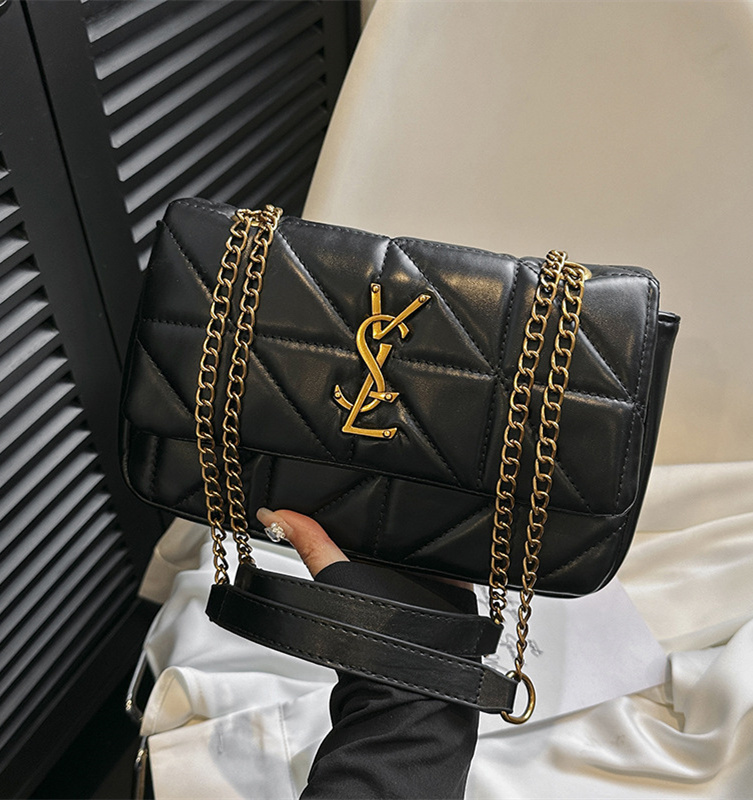 Free shipping designer bag for women 2025 new Korean version soft leather diamond grid small fragrant style versatile fashion temperament black