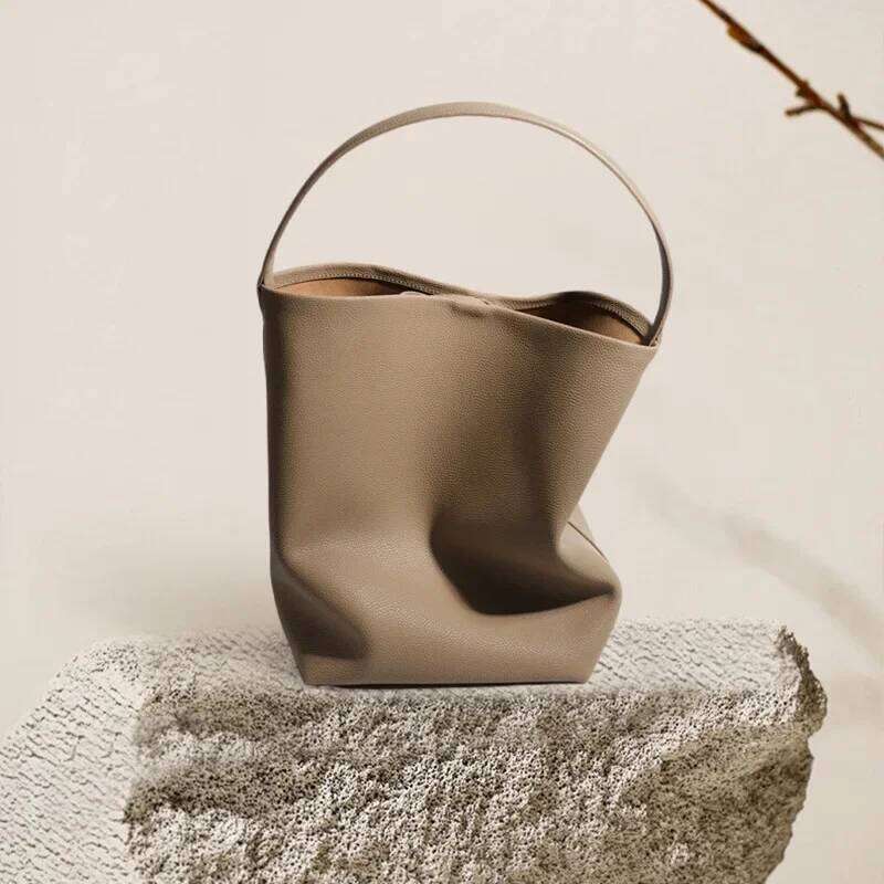 Soft Cow Women's Bucket Large Capacity Simple Fashionable Shoulder Underarm Bag Genuine Leather Trendy Wholesale