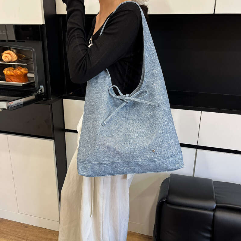 Women's 2025 New French Style Bowknot Strap Handbag Large Capacity Fashion Versatile Korean Version Shoulder Bag for Women