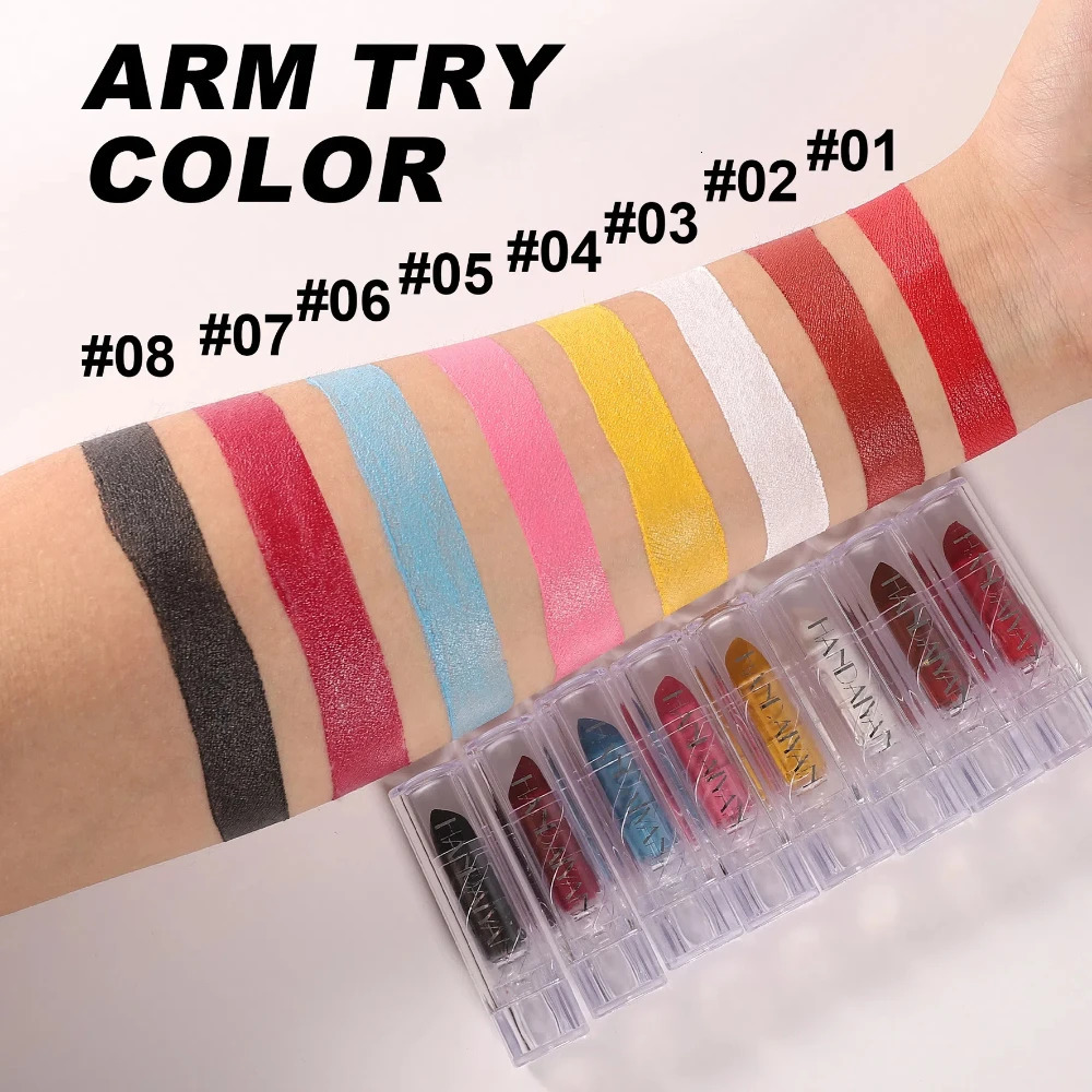 8pcs Matte Lipstick Set Waterproof Sexy Balck Red Lip Gloss Shiny Lip Tint Face Body Painting Halloween Christmas Makeup Tools 250614