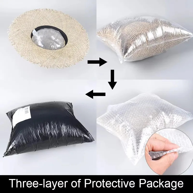 100% Natural Grass Straw Hat Women Summer Sun Protection Beach Sun Hat Wide Brim Panama Chapeau Sunhat Travel Jazz Caps 250610