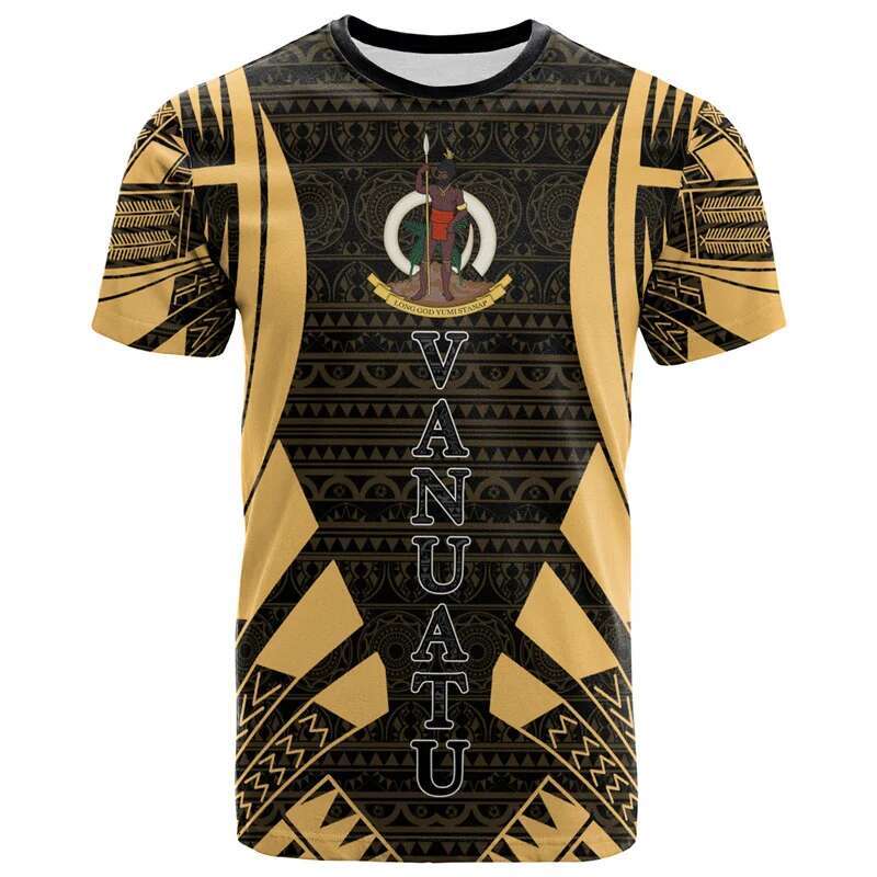 Vanuatu 3D Printing T Shirt For Men Polynesian Graphic T-shirt Round Neck Short Sleeves Summer Casual Streetwear Tee Shirts