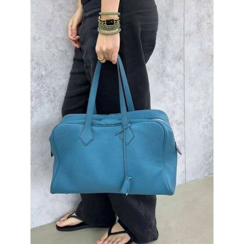 Leather Large Capaci Tote Women's 2025 New Bowling Commute Single Shoulder Boston Bag Casual Youth Leisure Handbag