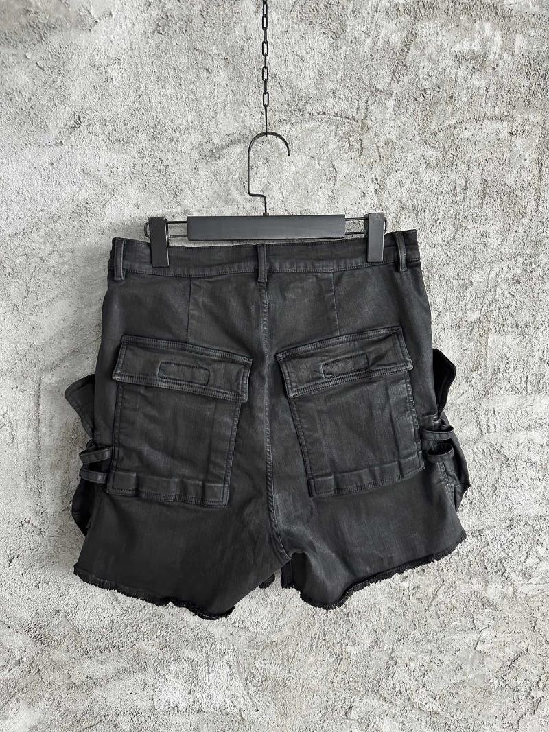 Men's Shorts Owen Seak Men Short Oil Wax Denim Jeans Casual Harem Cotton Gothic Clothing Summer Loose Black Size XL